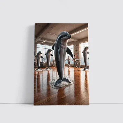 Dolphins Leaping Inside Urban Fitness Studio