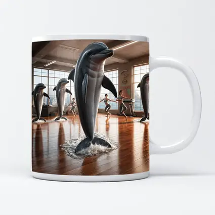 Dolphins Leaping Inside Urban Fitness Studio