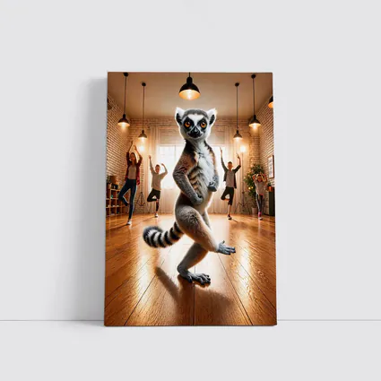 Ring Tailed Lemur Dancing In Yoga Studio