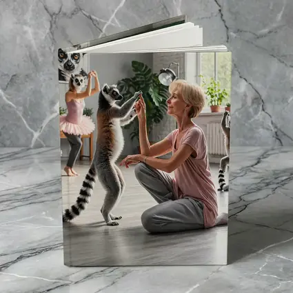Ring Tailed Lemurs Dancing With Woman Indoors