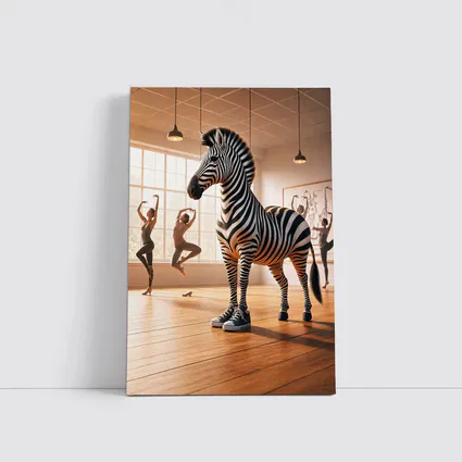 Zebra Wearing Sneakers in Dance Studio