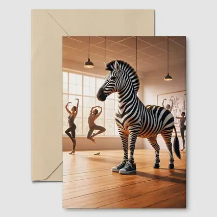 Zebra Wearing Sneakers in Dance Studio