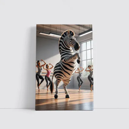 Zebra Dancing With Women In Studio