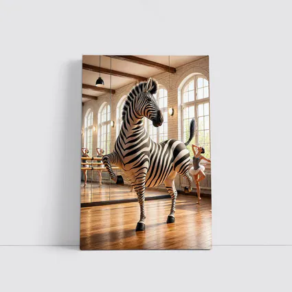 Zebra Dancing in Ballet Studio