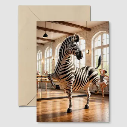 Zebra Dancing in Ballet Studio