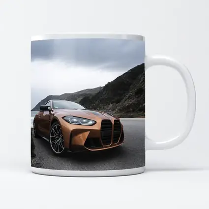 BMW M4 Copper Coastal Road Overcast Sky