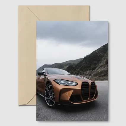 BMW M4 Copper Coastal Road Overcast Sky