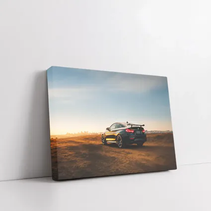 BMW M4 Rear View City Skyline Sunset