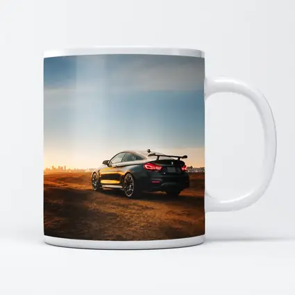 BMW M4 Rear View City Skyline Sunset