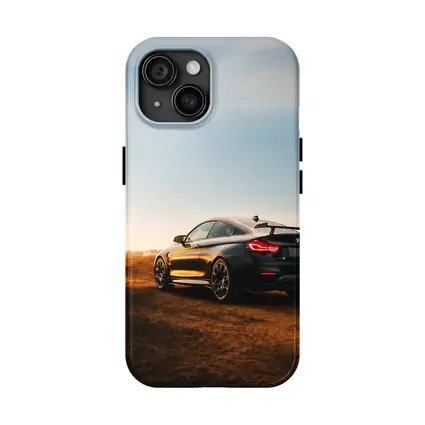 BMW M4 Rear View City Skyline Sunset