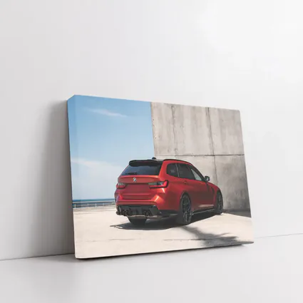 BMW M3 Touring Red Rear Concrete Wall