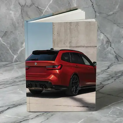 BMW M3 Touring Red Rear Concrete Wall