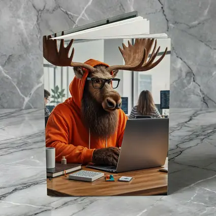 Moose Programmer Working in Office Setting