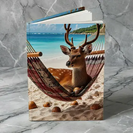 Deer Relaxing in Hammock on Beach
