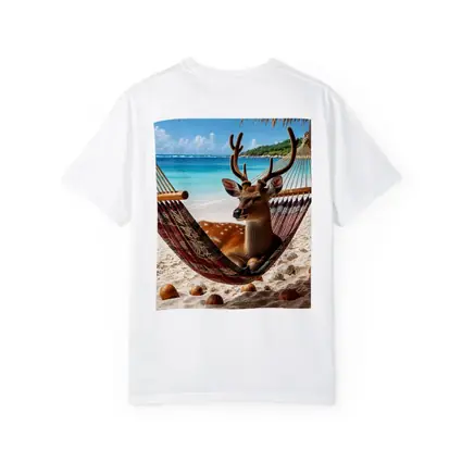 Deer Relaxing in Hammock on Beach