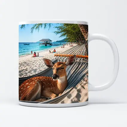 Spotted Deer Relaxing in Beach Hammock
