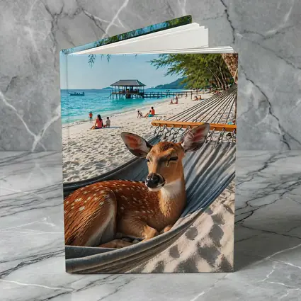 Spotted Deer Relaxing in Beach Hammock