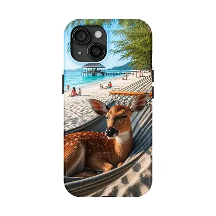 Spotted Deer Relaxing in Beach Hammock