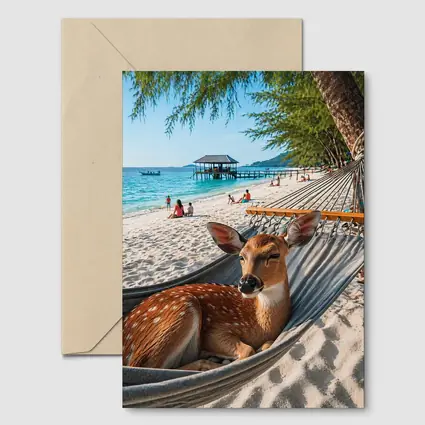 Spotted Deer Relaxing in Beach Hammock