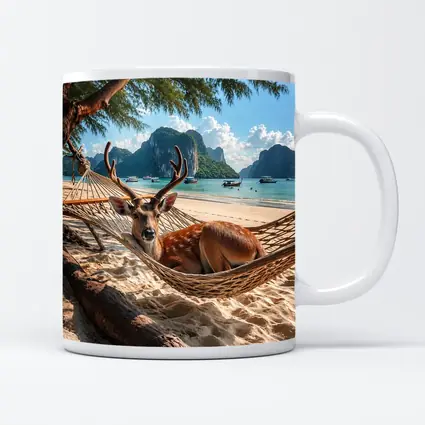 Deer Relaxing in Hammock Tropical Beach