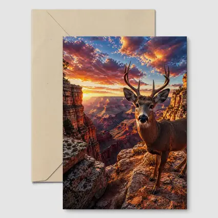 Deer Standing at Grand Canyon Sunset