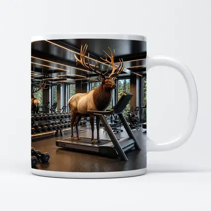 Elk Standing on Treadmill in Modern Gym