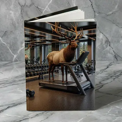 Elk Standing on Treadmill in Modern Gym