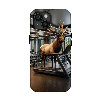 Elk Standing on Treadmill in Modern Gym