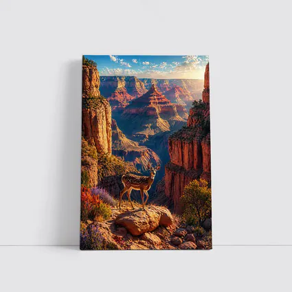 Deer Standing Over Grand Canyon Sunset
