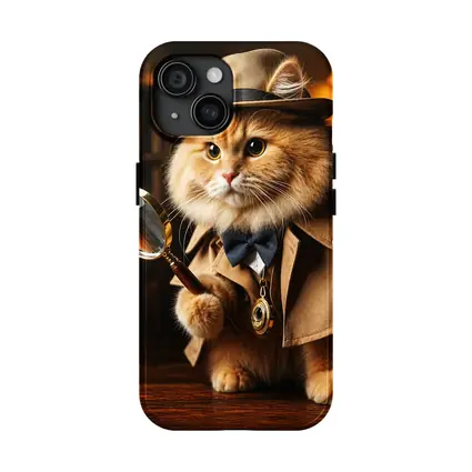 Detective Cat With Magnifying Glass Library