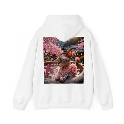 Devon Rex Cat Japanese Hot Spring Cherry Blossoms