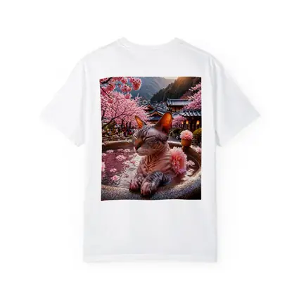 Devon Rex Cat Japanese Hot Spring Cherry Blossoms