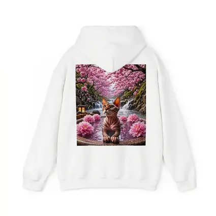 Devon Rex Cat Hot Spring Cherry Blossoms