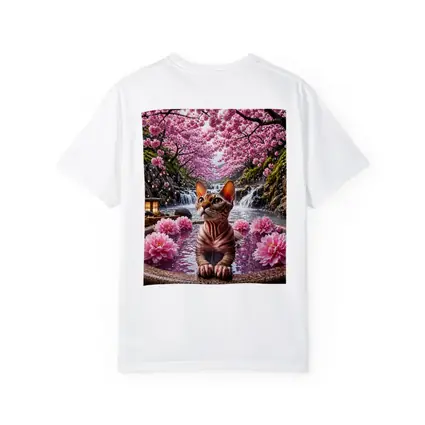 Devon Rex Cat Hot Spring Cherry Blossoms