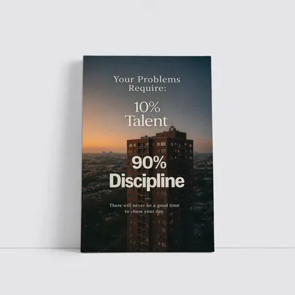 Discipline Quote City Skyline Sunset Art