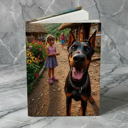 Doberman Dog Happy In Rural Village