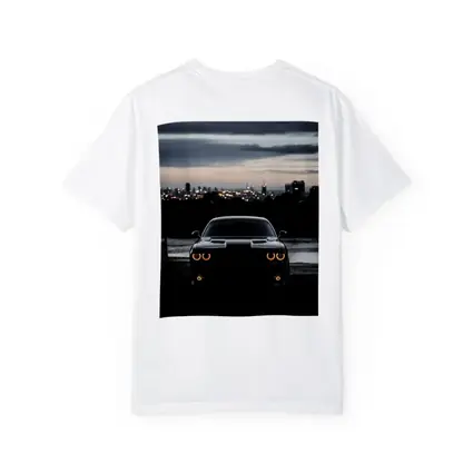 Dodge Challenger Black Night City Skyline