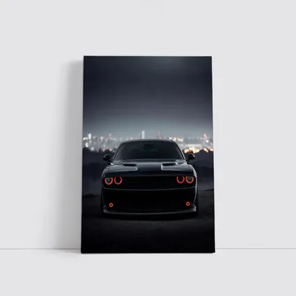 Dodge Challenger Black Night City Backdrop