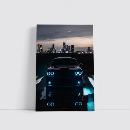 Dodge Challenger Glowing Lights Night City