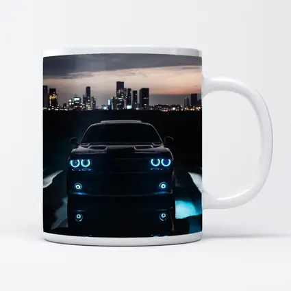 Dodge Challenger Glowing Lights Night City