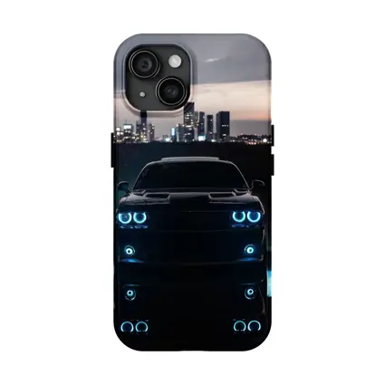 Dodge Challenger Glowing Lights Night City