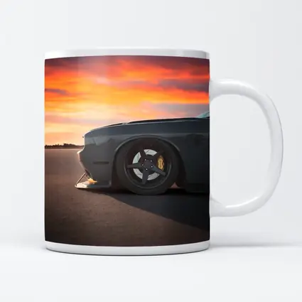 Dodge Challenger Slammed at Fiery Sunset