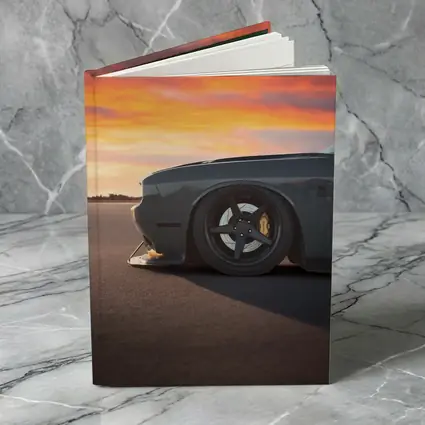 Dodge Challenger Slammed at Fiery Sunset