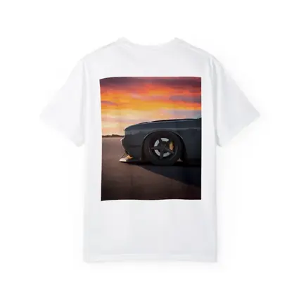 Dodge Challenger Slammed at Fiery Sunset