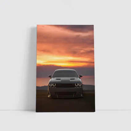 Dodge Challenger Hellcat Sunset Sky Background