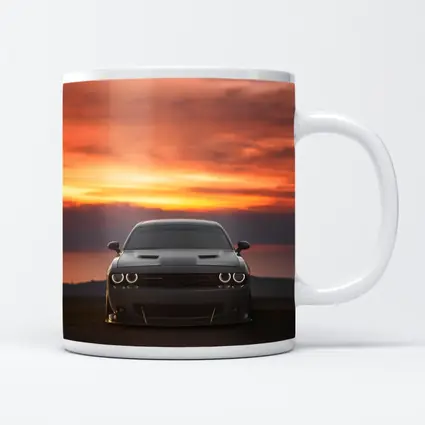 Dodge Challenger Hellcat Sunset Sky Background