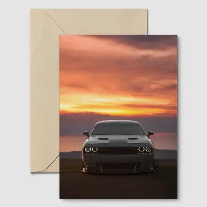 Dodge Challenger Hellcat Sunset Sky Background