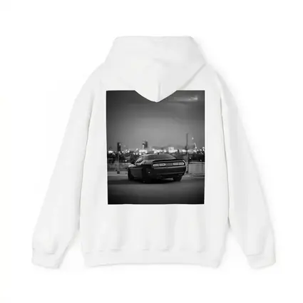 Dodge Challenger Black White City Night