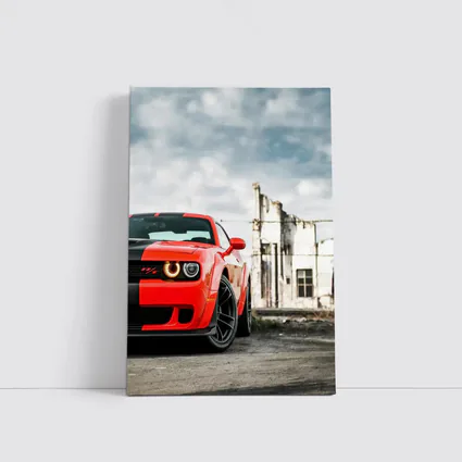 Dodge Challenger Red Abandoned Urban Background