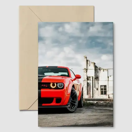 Dodge Challenger Red Abandoned Urban Background